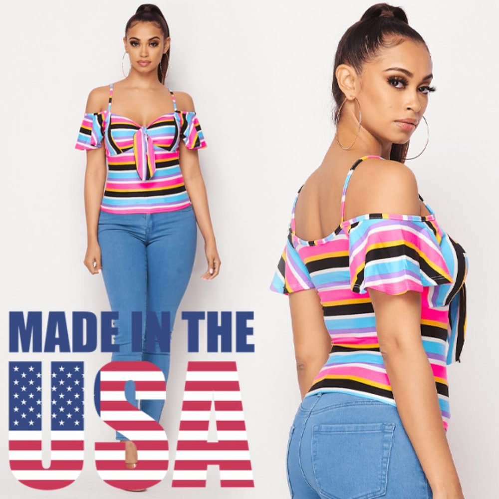 NEW US Striped off the Shoulder Top